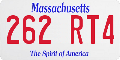 MA license plate 262RT4