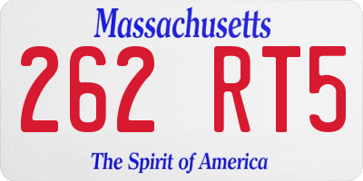 MA license plate 262RT5
