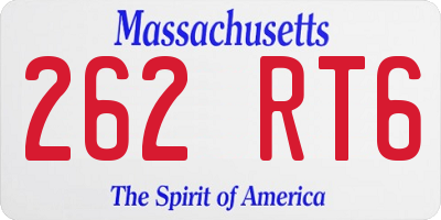 MA license plate 262RT6