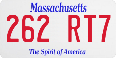 MA license plate 262RT7