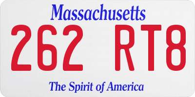 MA license plate 262RT8