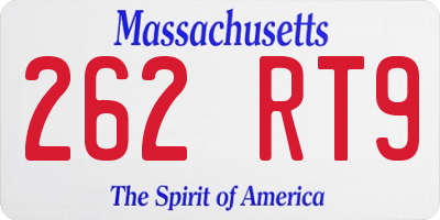 MA license plate 262RT9