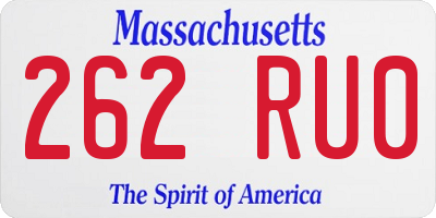 MA license plate 262RU0
