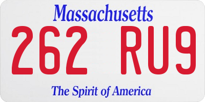 MA license plate 262RU9