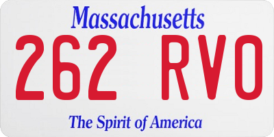 MA license plate 262RV0