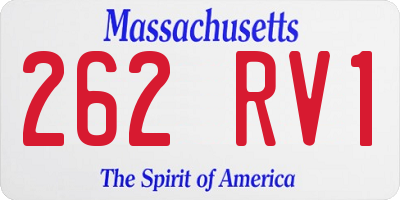 MA license plate 262RV1