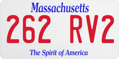 MA license plate 262RV2