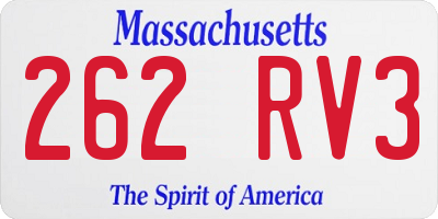MA license plate 262RV3