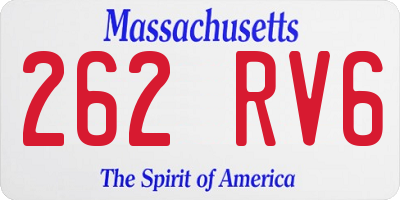 MA license plate 262RV6