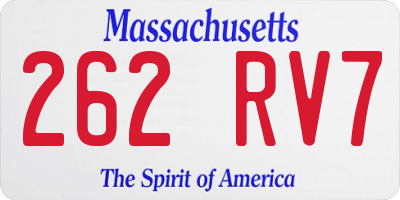 MA license plate 262RV7
