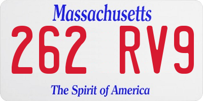 MA license plate 262RV9