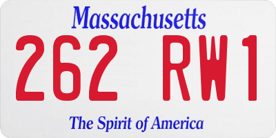 MA license plate 262RW1