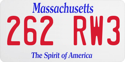 MA license plate 262RW3