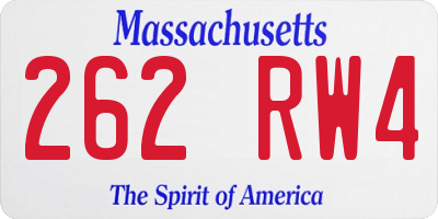MA license plate 262RW4