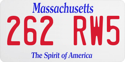MA license plate 262RW5