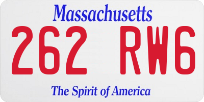 MA license plate 262RW6
