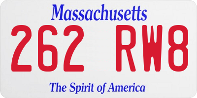MA license plate 262RW8