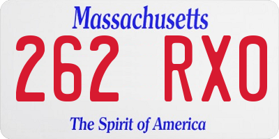 MA license plate 262RX0