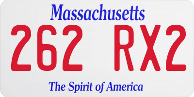 MA license plate 262RX2