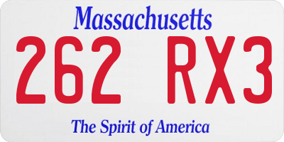 MA license plate 262RX3