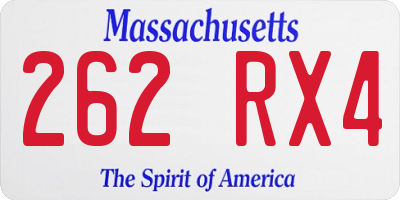 MA license plate 262RX4