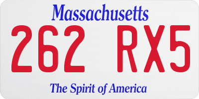 MA license plate 262RX5