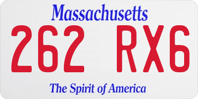 MA license plate 262RX6
