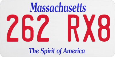 MA license plate 262RX8