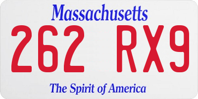 MA license plate 262RX9
