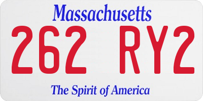 MA license plate 262RY2