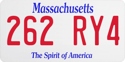 MA license plate 262RY4