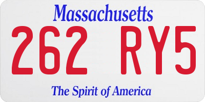 MA license plate 262RY5