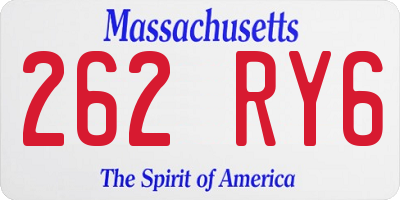MA license plate 262RY6