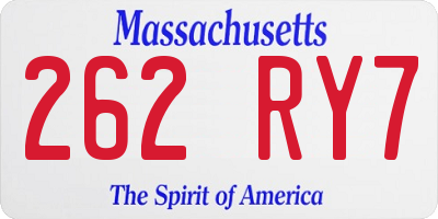 MA license plate 262RY7