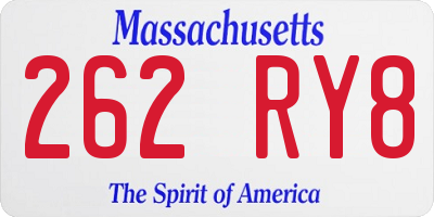 MA license plate 262RY8