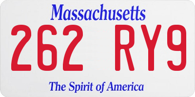 MA license plate 262RY9