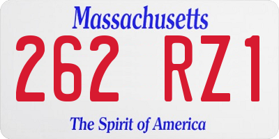 MA license plate 262RZ1