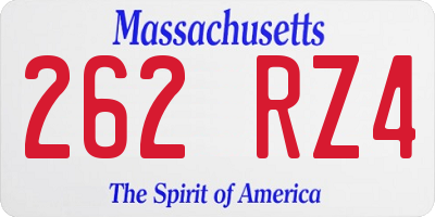 MA license plate 262RZ4