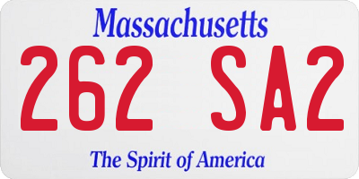 MA license plate 262SA2