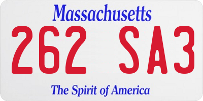MA license plate 262SA3