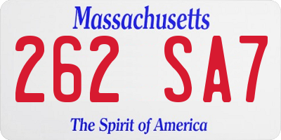 MA license plate 262SA7