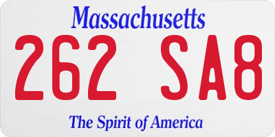 MA license plate 262SA8