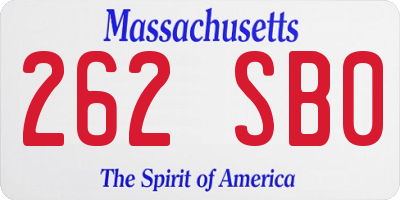 MA license plate 262SB0