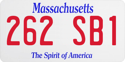 MA license plate 262SB1