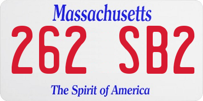 MA license plate 262SB2