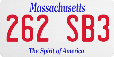 MA license plate 262SB3