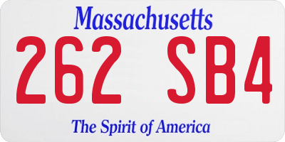 MA license plate 262SB4