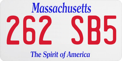MA license plate 262SB5