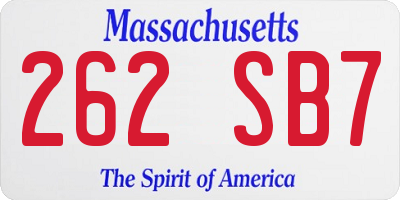 MA license plate 262SB7