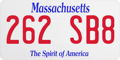 MA license plate 262SB8